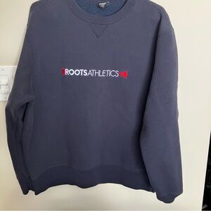 Roots Men's Dark Blue  Classic Crewneck  RetroSweater fleece lined